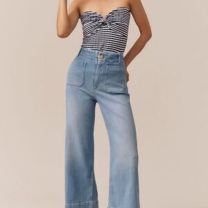 Maeve Blue Flare Wide Leg Jeans High Waisted